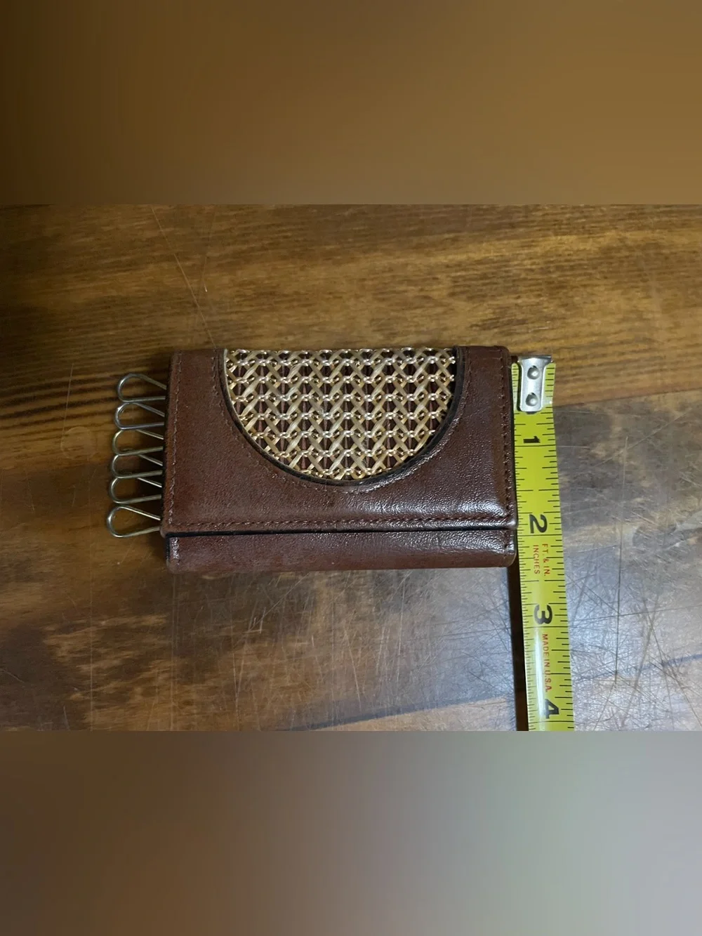 Vintage Brown Top Grain Cowhide Key Case Trifold 6 Loop Organization Accessory